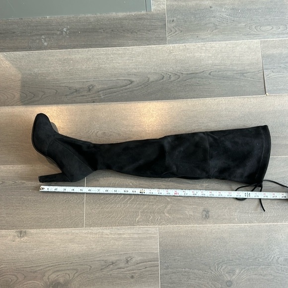 Over the Knee Black Faux Suede Block High Heel Boots Black Women size 8 - Picture 10 of 17